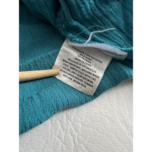 Fourteenth Place Embroidered Floral Teal Green Blue Maxi Dress 3X Boho Coquette - Picture 2 of 7